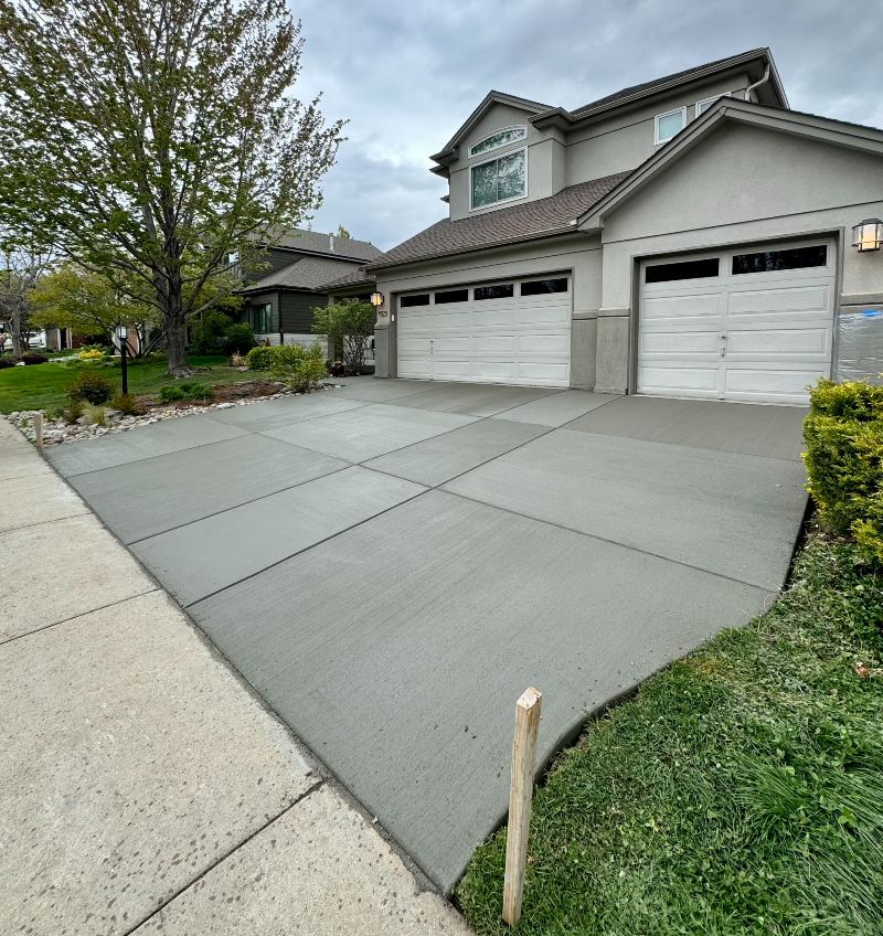 New concrete driveway at a Denver home