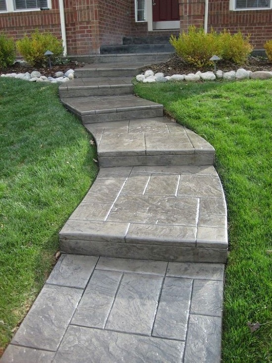 ashlar stamped concrete steps