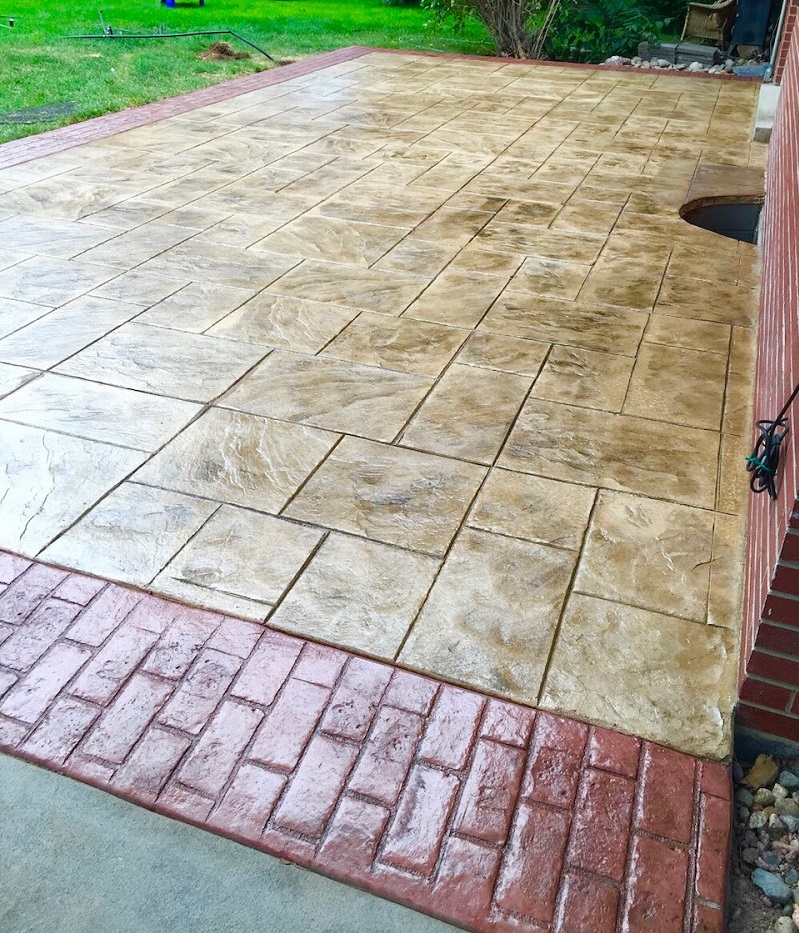 Stamped Patio with Brick Border